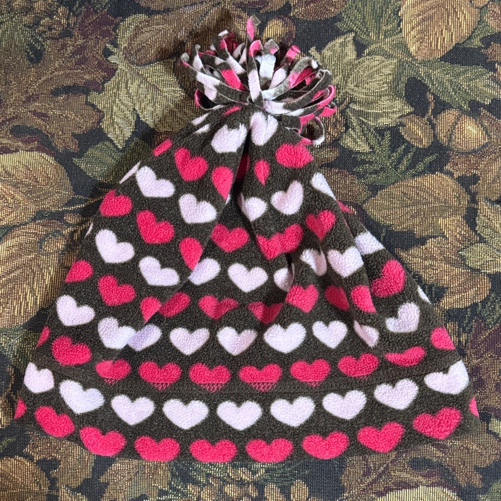 ~BUNDLE ONLY~Heart Patterned Kids Pom Pom Beanie - Pink and Brown